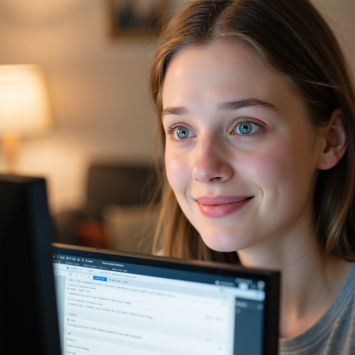 Young female student smiling while studying, showing academic achievement and confidence